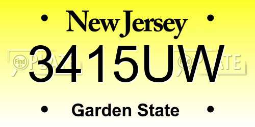 3415UW New Jersey License Plate