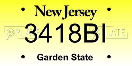 3418BI New Jersey License Plate