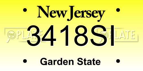 3418SI New Jersey License Plate