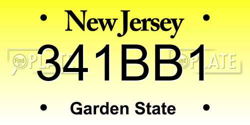 341BB1 New Jersey License Plate