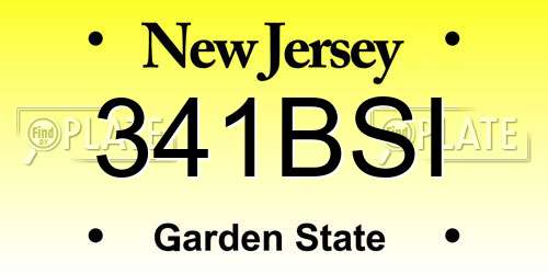 341BSI New Jersey License Plate