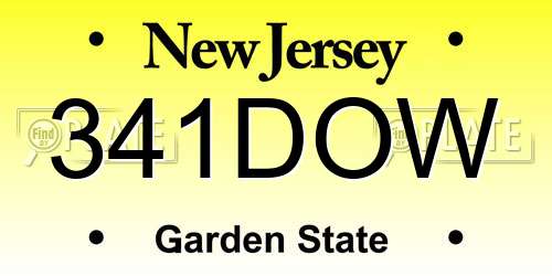 341DOW New Jersey License Plate