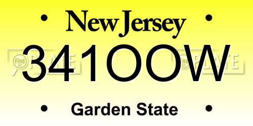 341OOW New Jersey License Plate