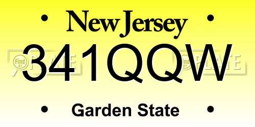 341QQW New Jersey License Plate
