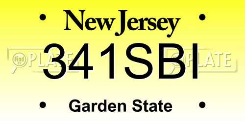 341SBI New Jersey License Plate