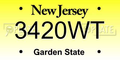 3420WT New Jersey License Plate