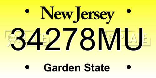 34278MU New Jersey License Plate