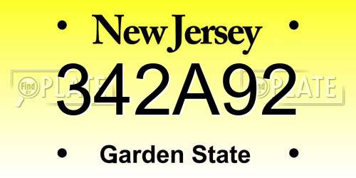 342A92 New Jersey License Plate