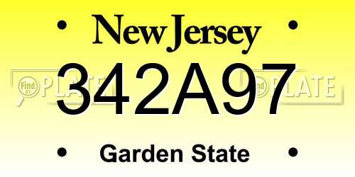 342A97 New Jersey License Plate