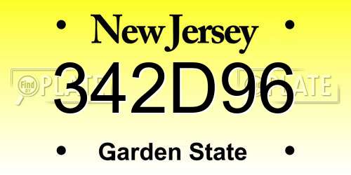 342D96 New Jersey License Plate