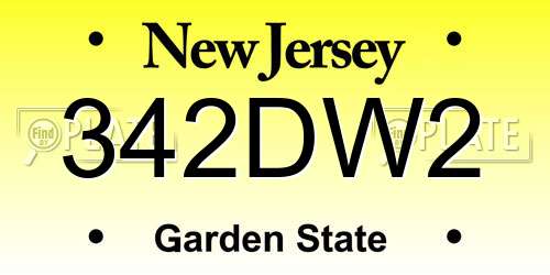 342DW2 New Jersey License Plate