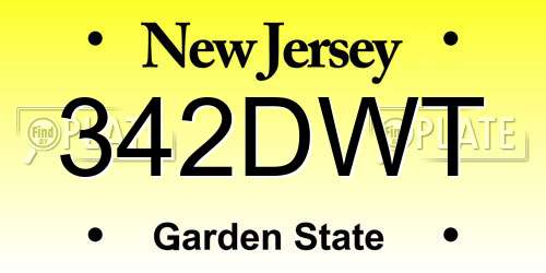 342DWT New Jersey License Plate