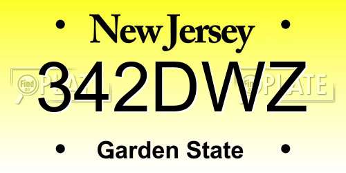 342DWZ New Jersey License Plate