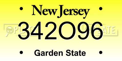 342O96 New Jersey License Plate