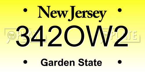 342OW2 New Jersey License Plate