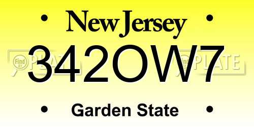 342OW7 New Jersey License Plate