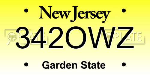 342OWZ New Jersey License Plate