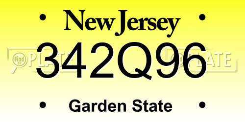 342Q96 New Jersey License Plate