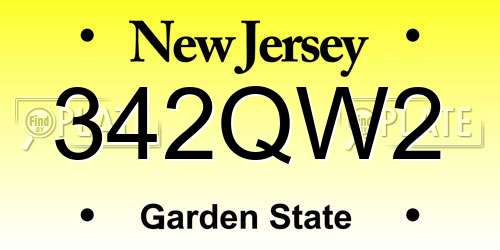 342QW2 New Jersey License Plate