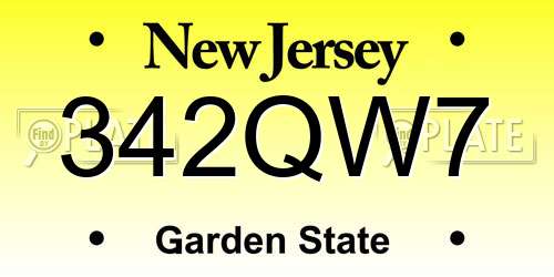 342QW7 New Jersey License Plate