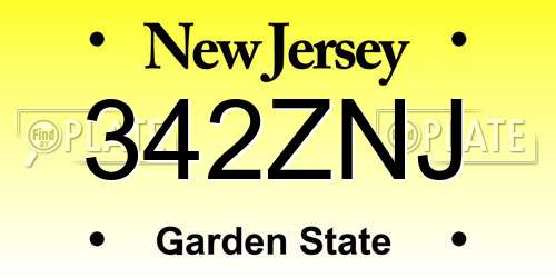 342ZNJ New Jersey License Plate
