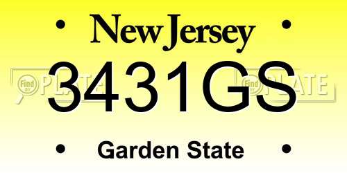 3431GS New Jersey License Plate