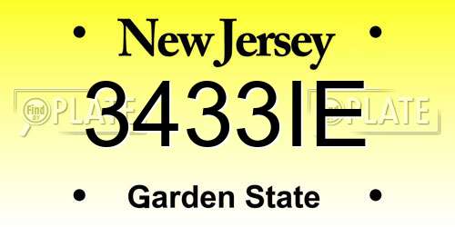 3433IE New Jersey License Plate