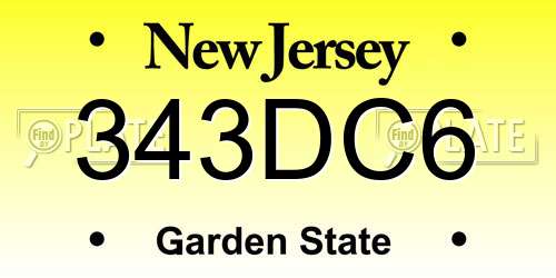 343DC6 New Jersey License Plate
