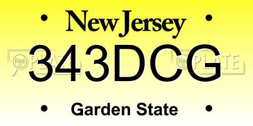 343DCG New Jersey License Plate