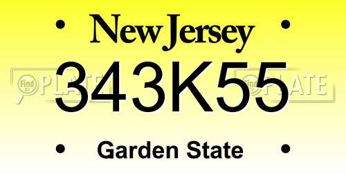 343K55 New Jersey License Plate