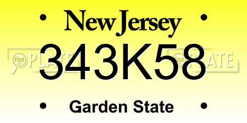 343K58 New Jersey License Plate