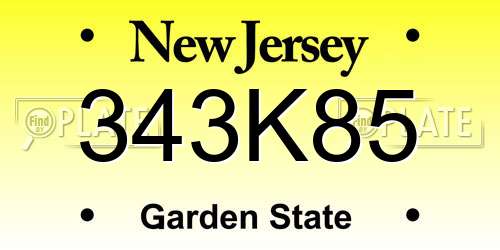 343K85 New Jersey License Plate
