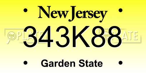 343K88 New Jersey License Plate
