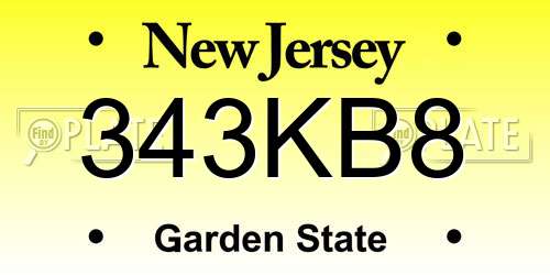 343KB8 New Jersey License Plate