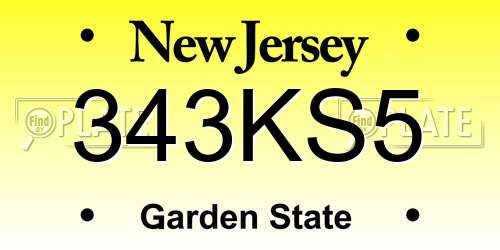 343KS5 New Jersey License Plate