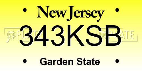 343KSB New Jersey License Plate
