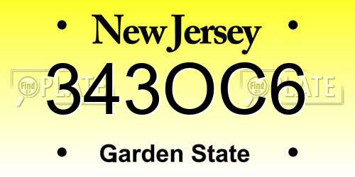 343OC6 New Jersey License Plate