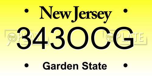343OCG New Jersey License Plate