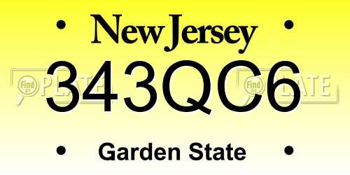 343QC6 New Jersey License Plate