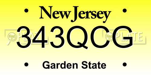 343QCG New Jersey License Plate