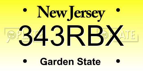 343RBX New Jersey License Plate