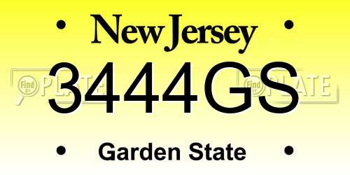 3444GS New Jersey License Plate