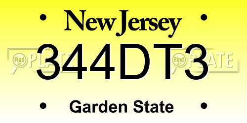 344DT3 New Jersey License Plate