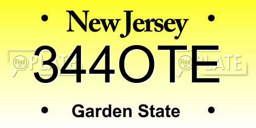 344OTE New Jersey License Plate
