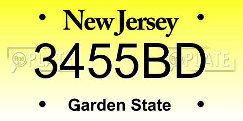 3455BD New Jersey License Plate