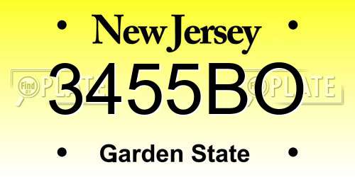 3455BO New Jersey License Plate