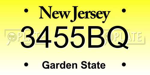 3455BQ New Jersey License Plate