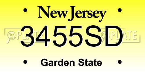 3455SD New Jersey License Plate