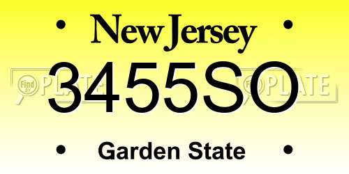 3455SO New Jersey License Plate