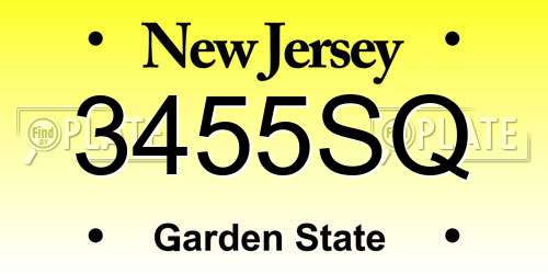 3455SQ New Jersey License Plate